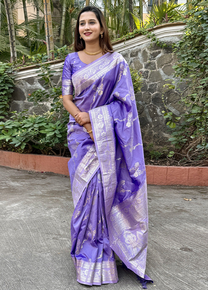 Purple Banarasi Silk Saree With Blouse Piece Buy Cheap Largest Supplier