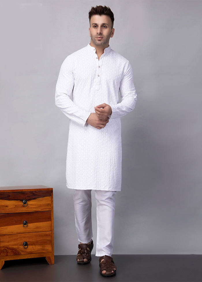 2 Pc white Viscose Kurta Pajama Set Buy Cheap Sast