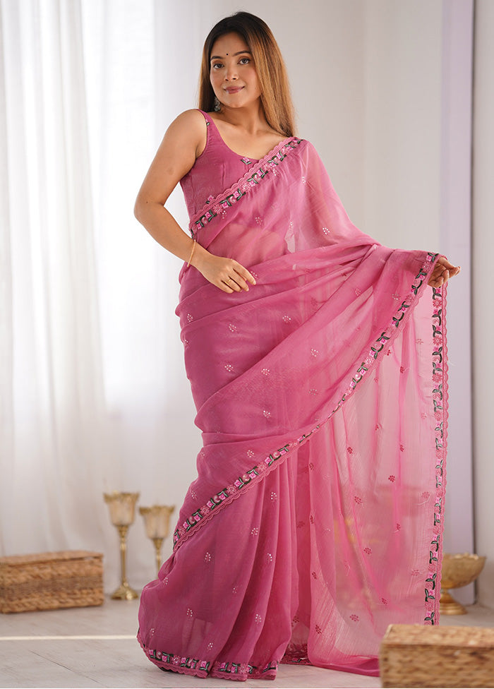 Pink Spun Silk Saree With Blouse Piece Shop For Online