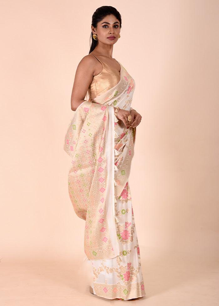 White Georgette Saree With Blouse Piece Outlet Official