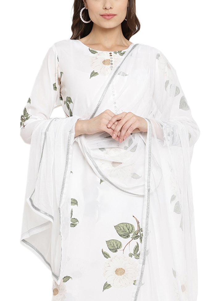 3 Pc White Readymade Silk Dupatta Suit Set Comfortable Cheap Online