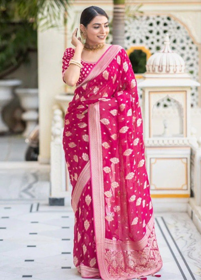 Rani Banarasi Silk Saree With Blouse Piece Fast Delivery For Sale