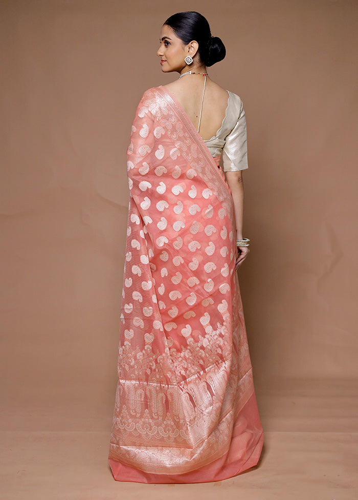 Pink Kora Silk Saree With Blouse Piece Buy Cheap New