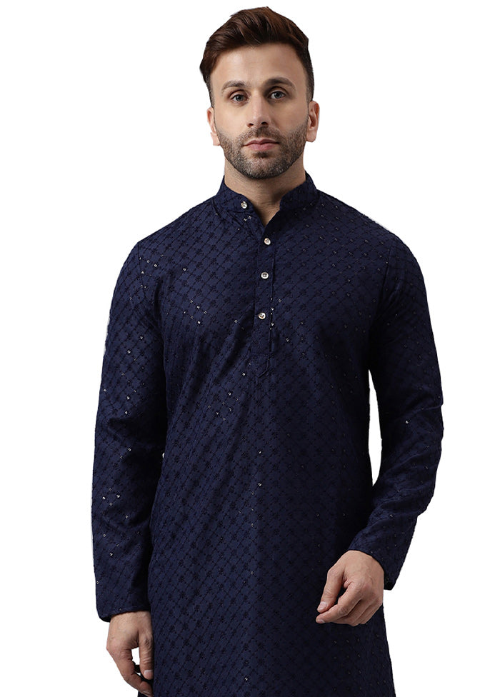 Navy Blue Silk Embroidered Kurta Cheap Tumblr