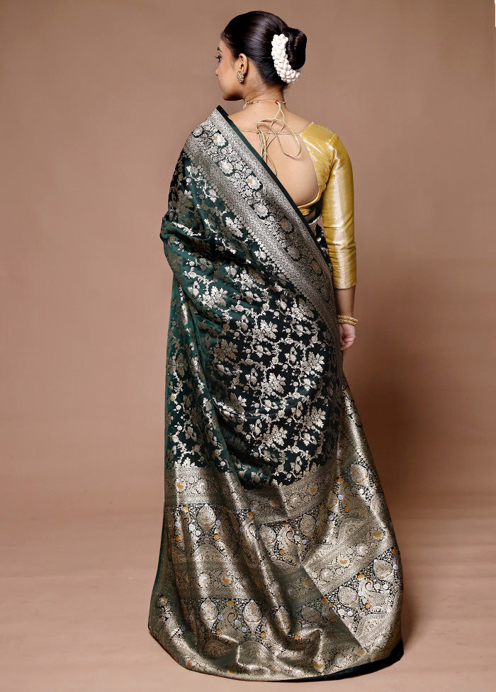 Green Handloom Uppada Pure Silk Saree With Blouse Piece Discount Popular