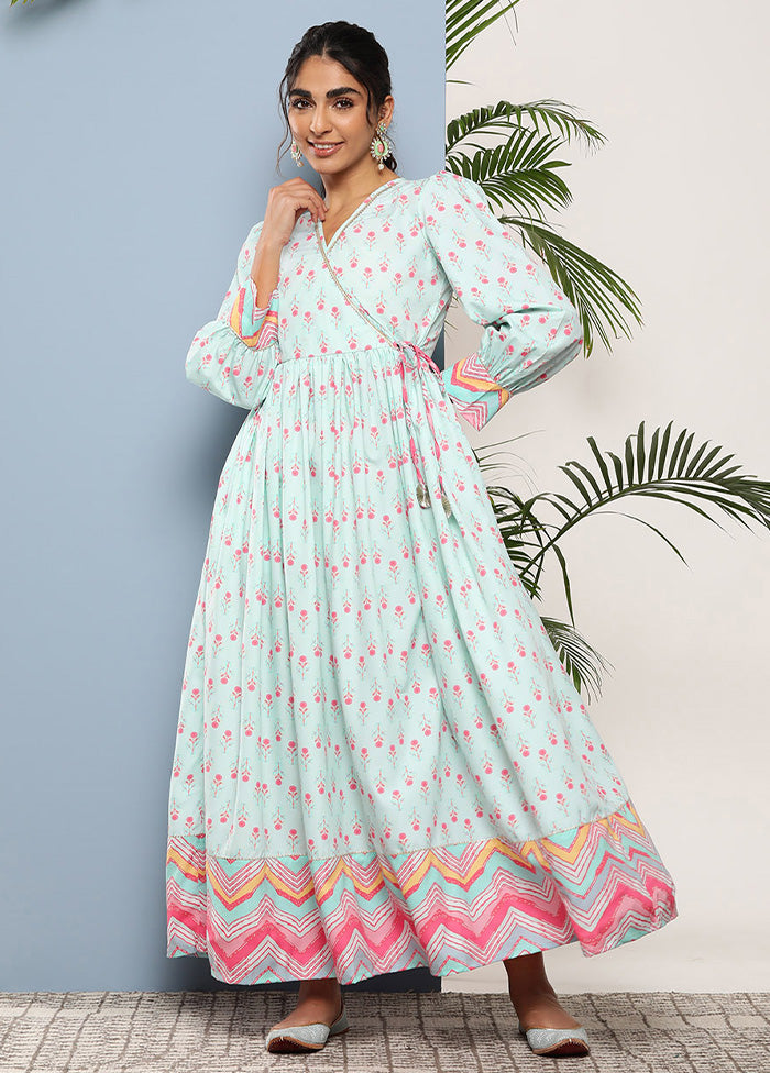 Sea Green Readymade Silk Indian Dress Discount Explore