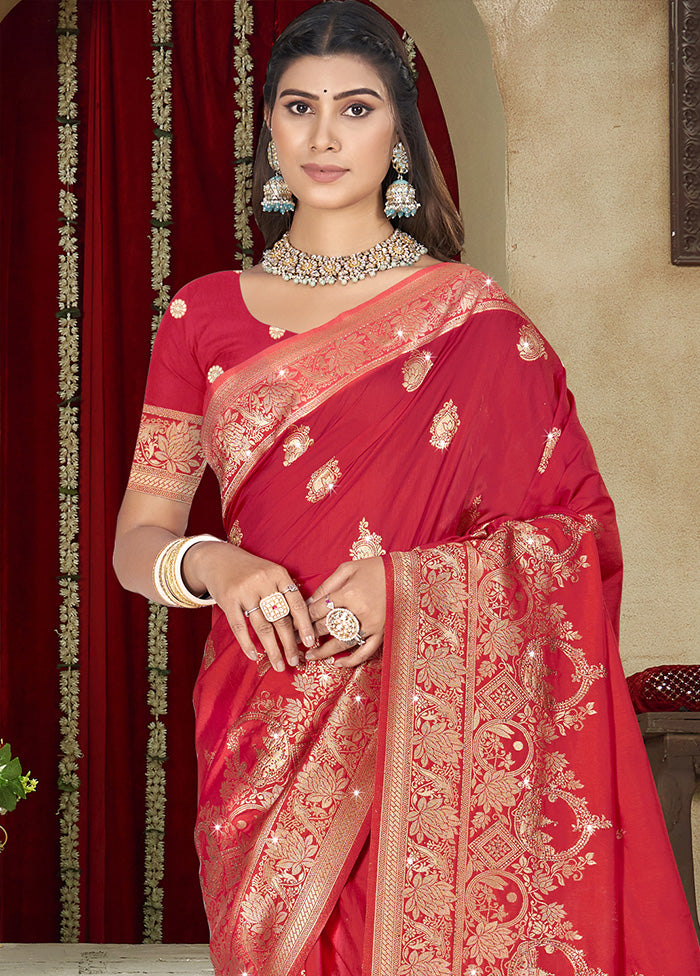 Red Spun Silk Saree With Blouse Piece Tumblr Online