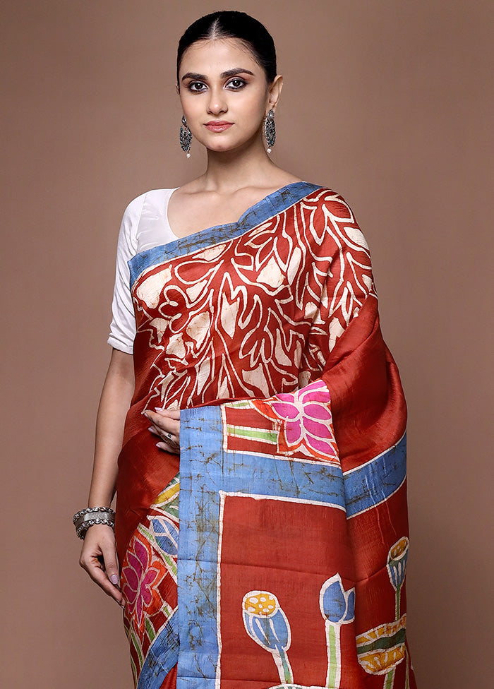 Maroon Printed Pure Silk Saree Without Blouse Piece Sale Outlet Locations