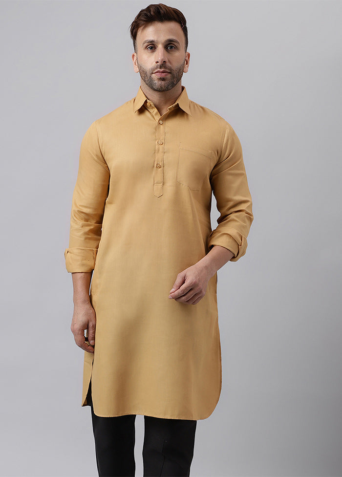 Cream Cotton Jacquard Long Kurta Cheap Sale 100% Guaranteed