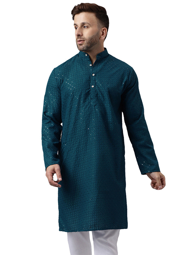 Green Silk Embroidered Kurta Free Shipping Huge Surprise