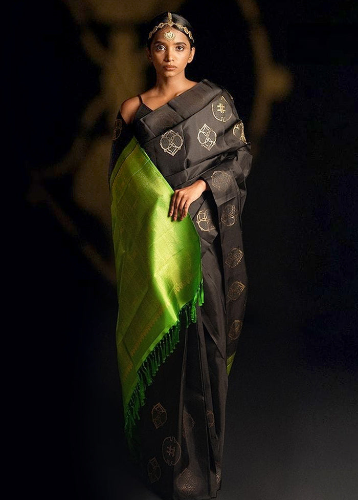 Black Banarasi Silk Saree With Blouse Piece Best Store To Get Sale Online