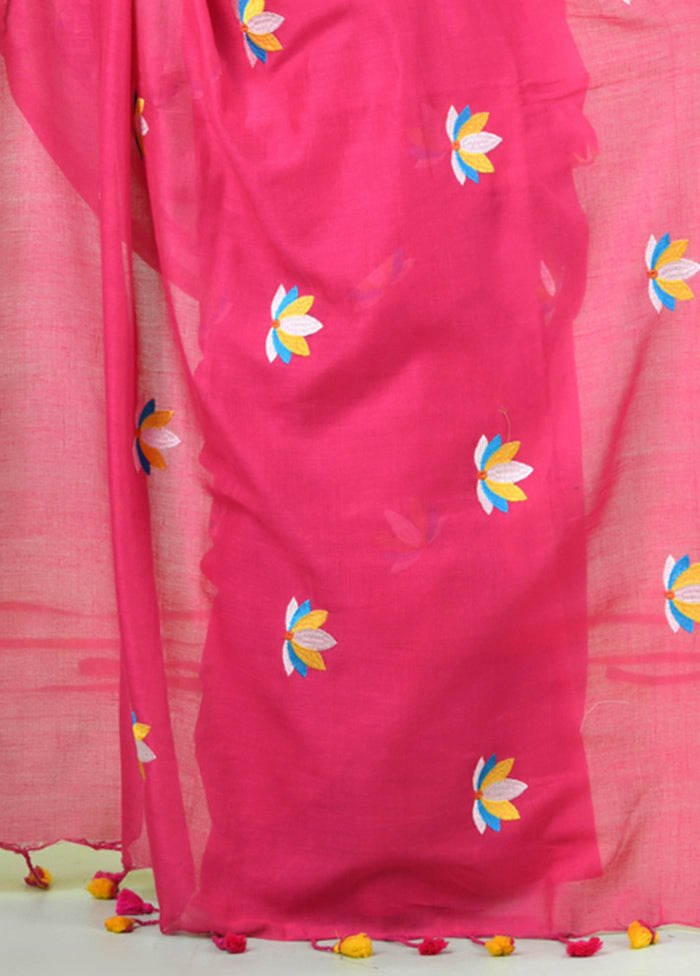 Pink Cotton Saree With Blouse Piece Free Shipping Supply