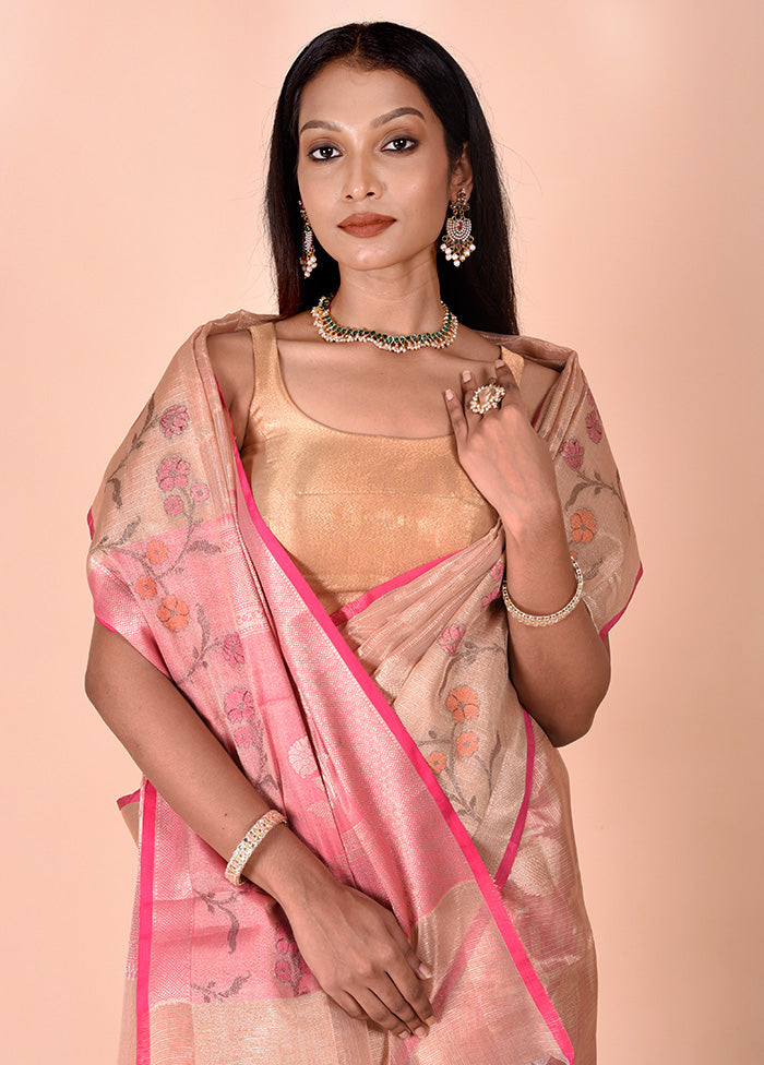 Cream Tissue Silk Saree With Blouse Piece Buy Cheap Sast