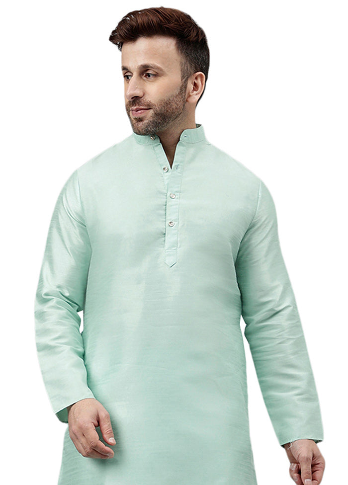 Light Green Dupion Silk Solid Kurta Sale Nicekicks