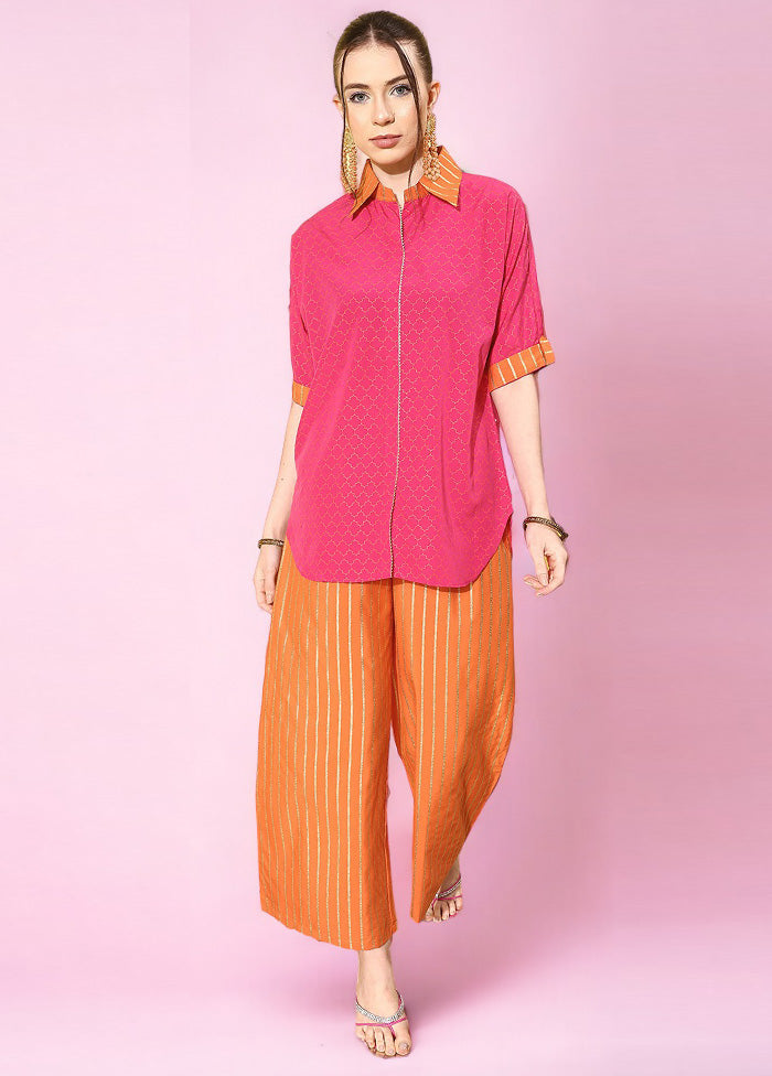 2 Pc Pink Readymade Silk Tunic Set Low Cost Sale Online