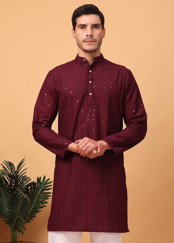 Maroon Viscose Embroidered Kurta Outlet The Cheapest