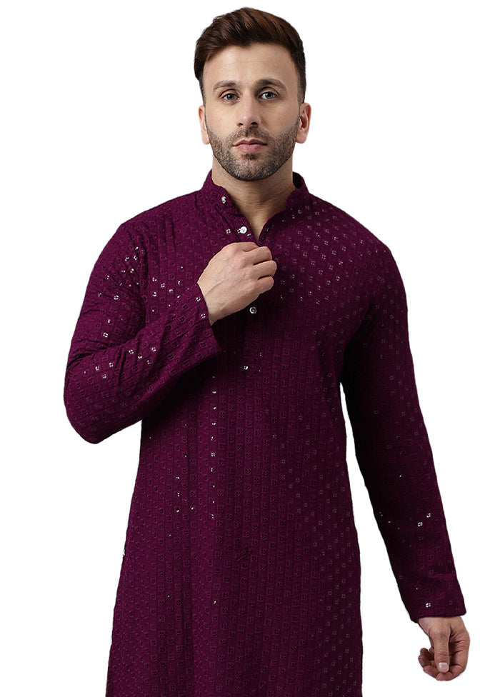 Maroon Silk Embroidered Kurta Discount Reliable