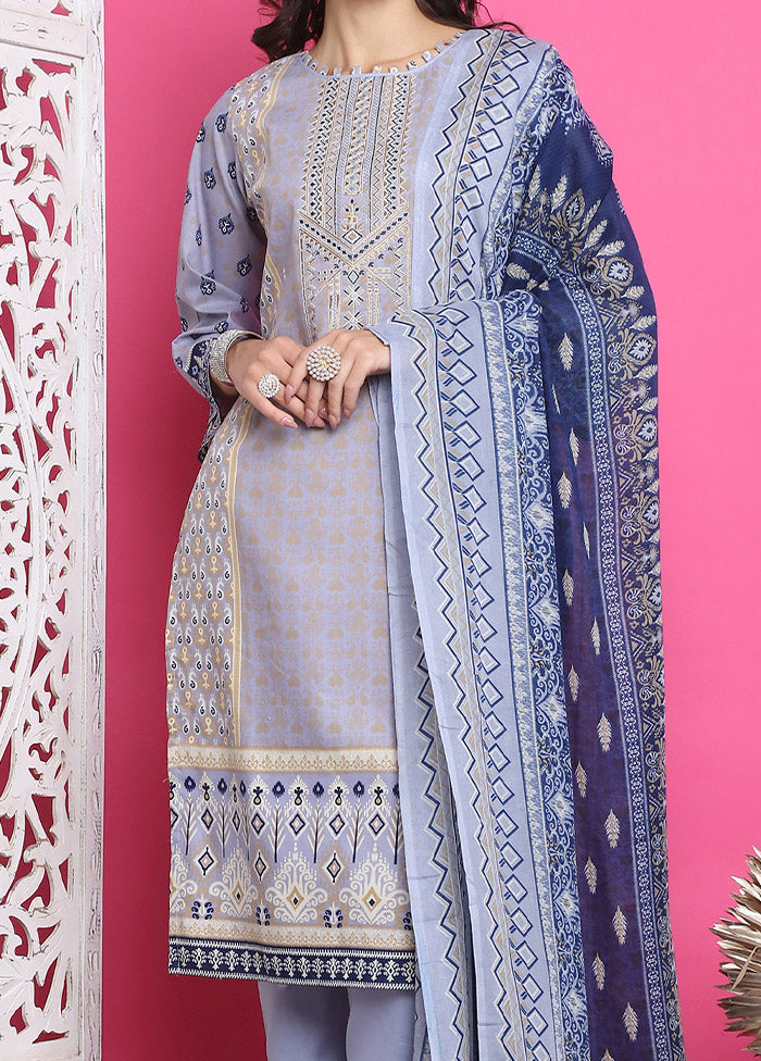 3 Pc Sky Blue Unstitched Cotton Suit Set From China For Sale