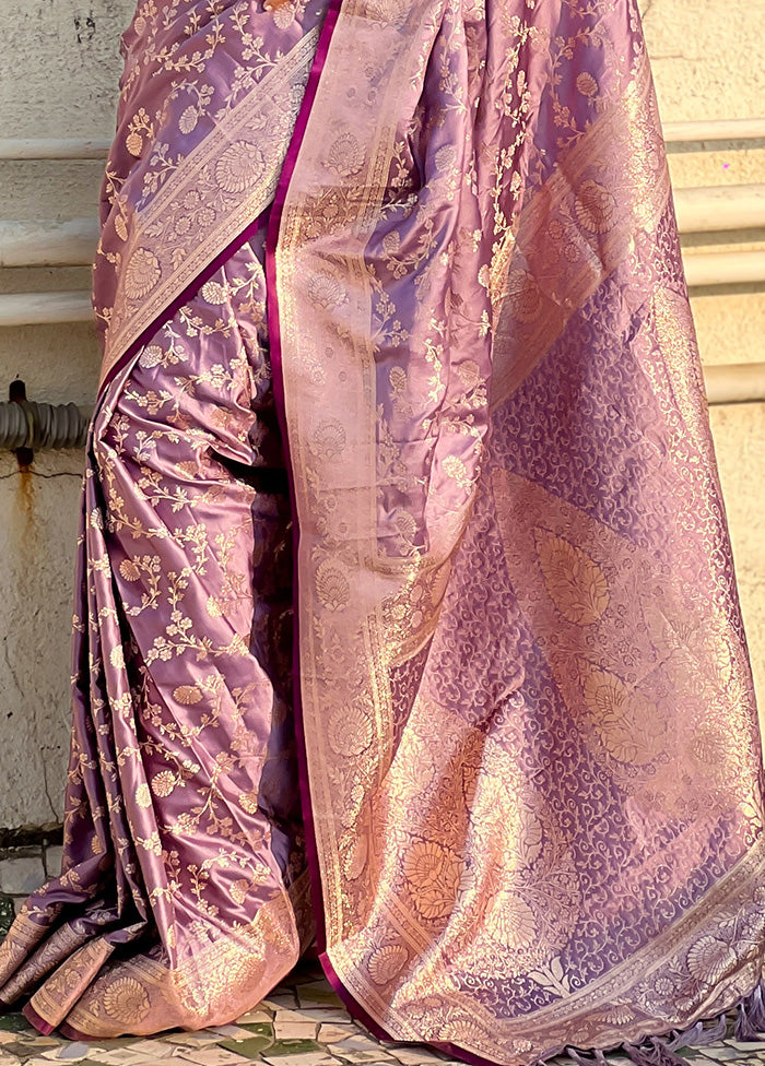 Purple Banarasi Silk Saree With Blouse Piece Cheap Low Pice Fee Shipping