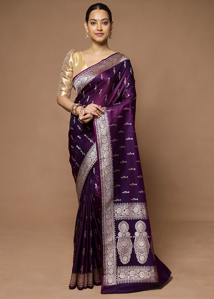 Purple Katan Silk Saree With Blouse Piece Explore