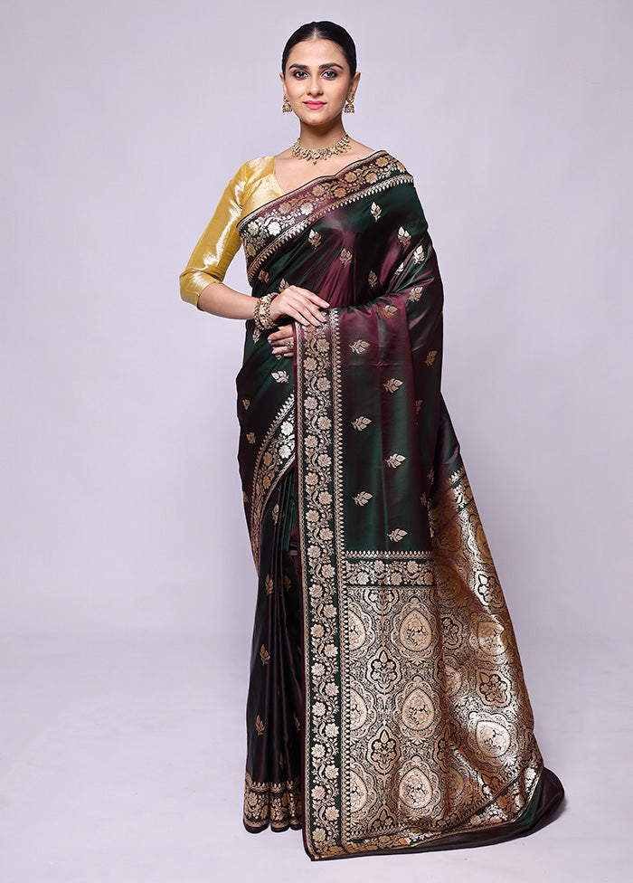 Green Banarasi Silk Saree With Blouse Piece High Quality