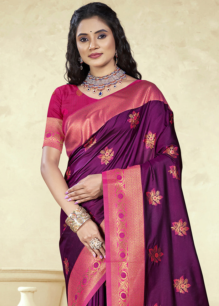 Wine Dupion Silk Saree With Blouse Piece For Sale Free Shipping