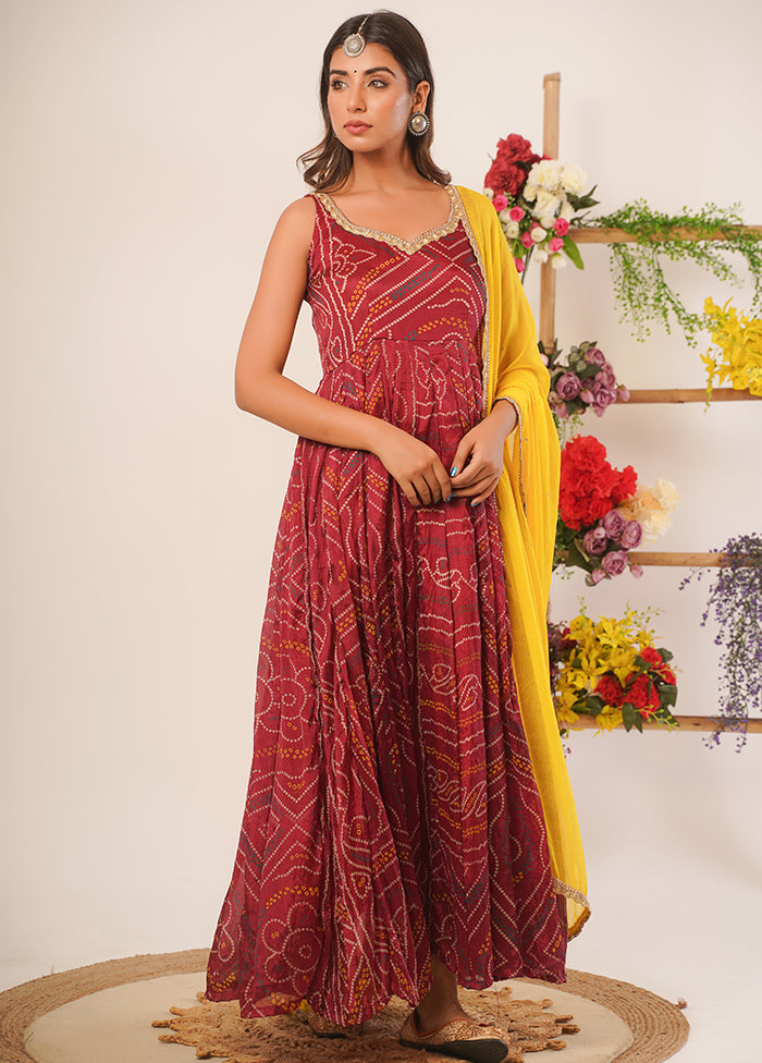 Maroon Pure Silk Indian Dress With Dupatta Pick A Best Sale Online