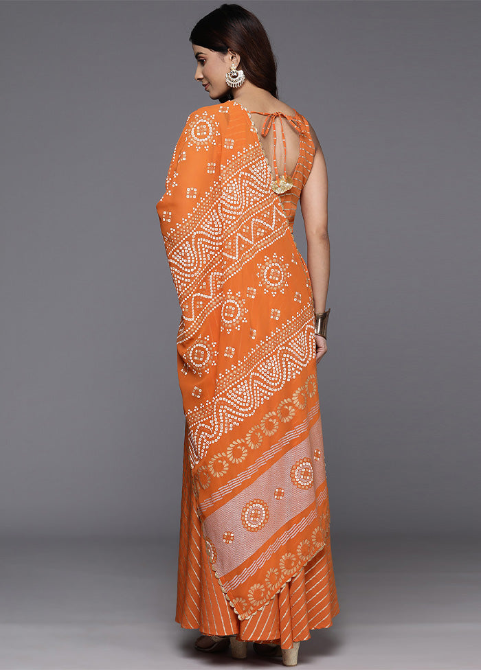 Orange Silk Readymade Lehenga With Dupatta Genuine Online