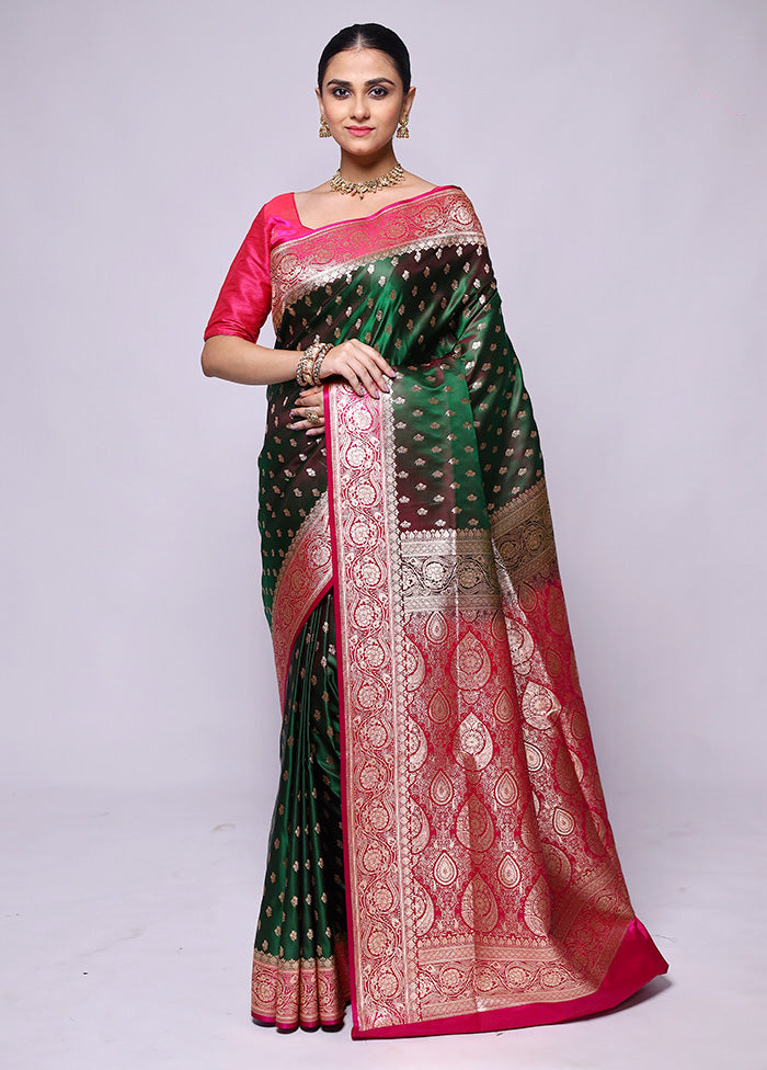 Green Banarasi Silk Saree With Blouse Piece Pay With Visa Cheap Online