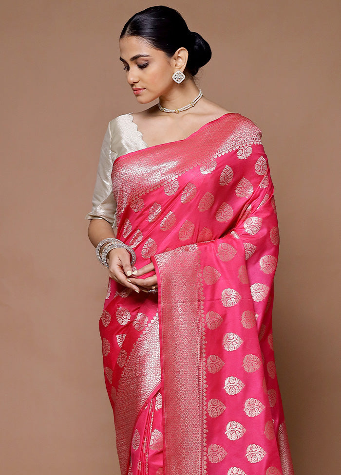 Pink Uppada Silk Saree With Blouse Piece Latest Sale Online