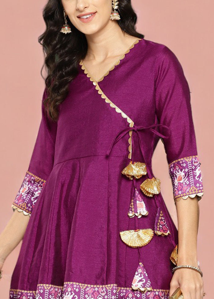 Purple Readymade Silk Tunic Wide Range Of Cheap Pice