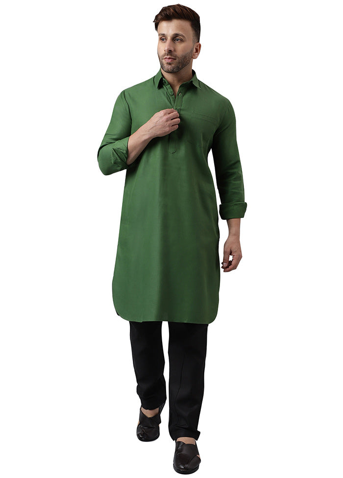 2 Pc Green Viscose Kurta Pajama Set Online For Sale