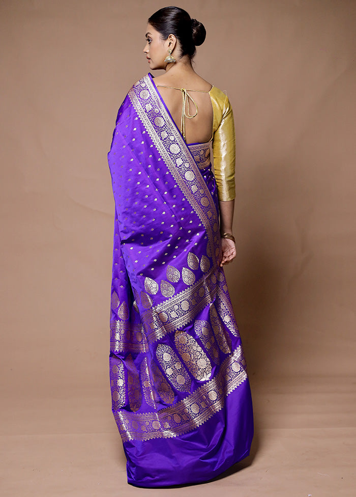 Purple Banarasi Silk Saree With Blouse Piece Visit New