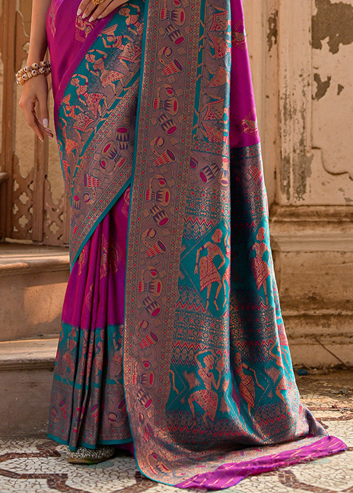 Wine Banarasi Silk Saree With Blouse Piece Best Place