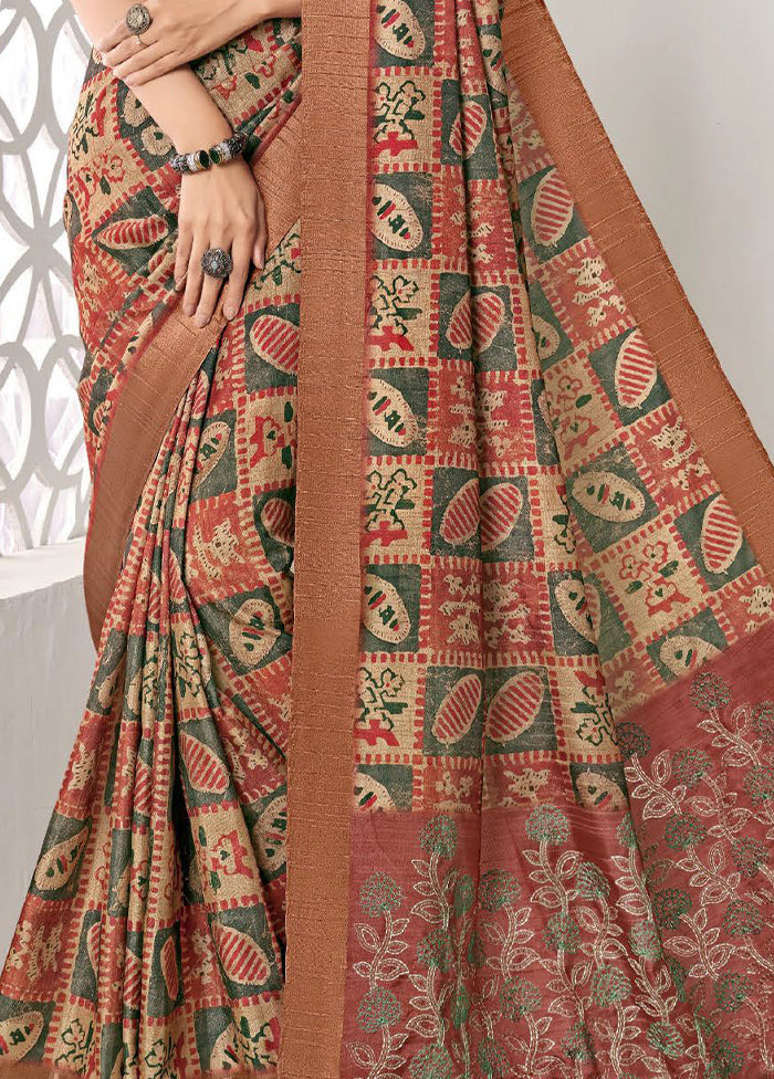 Multicolor Spun Silk Saree With Blouse Piece Online Online With Mastercard