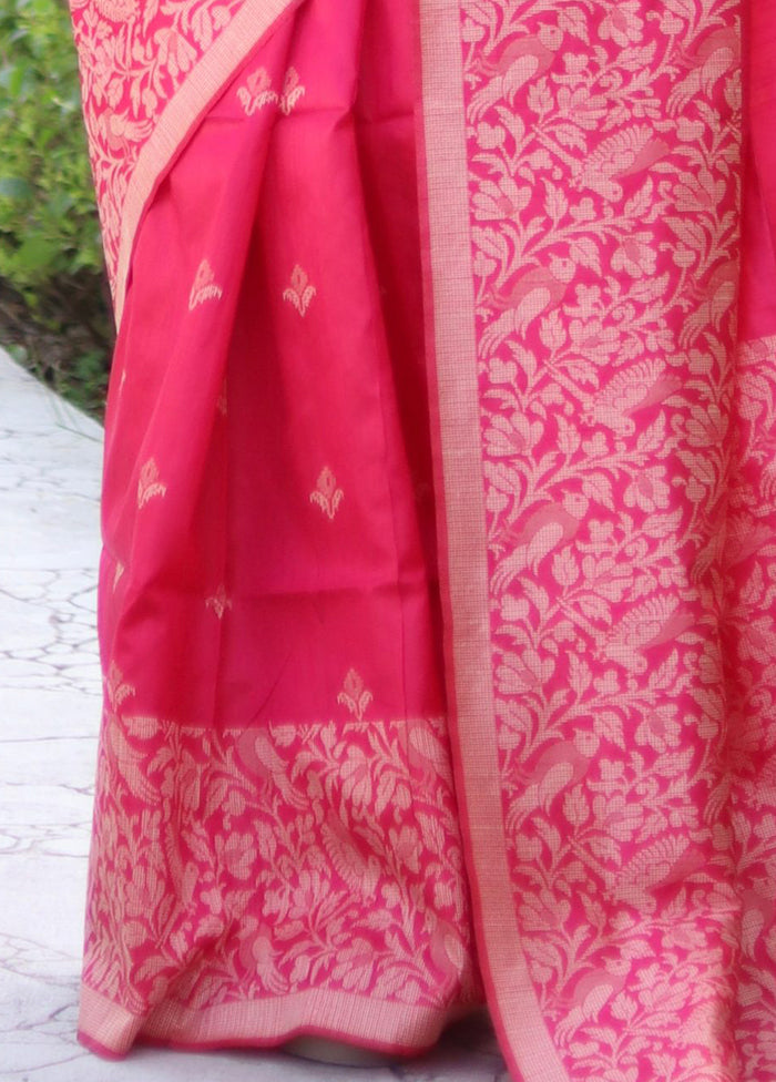 Rani Spun Silk Saree With Blouse Piece Enjoy Cheap Online