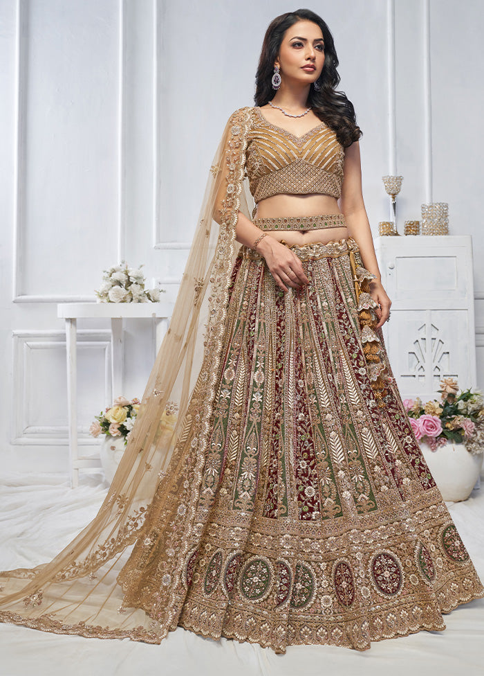 3 Pc Mustard Net Semi Stitched Lehenga Set Cheap Wiki