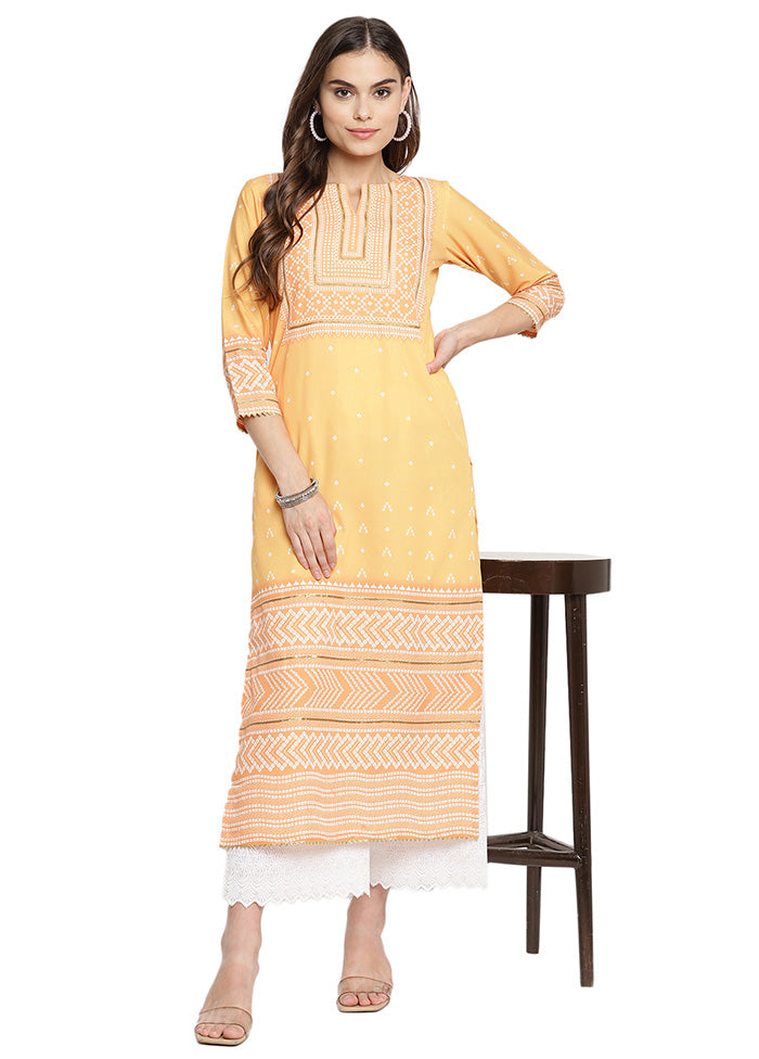 Light Orange Readymade Silk Kurti Looking For Online