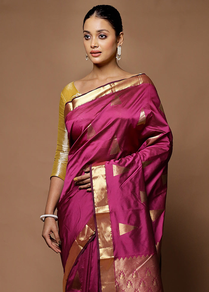 Purple Kanjivaram Silk Saree With Blouse Piece Cheap Sale Get Authentic