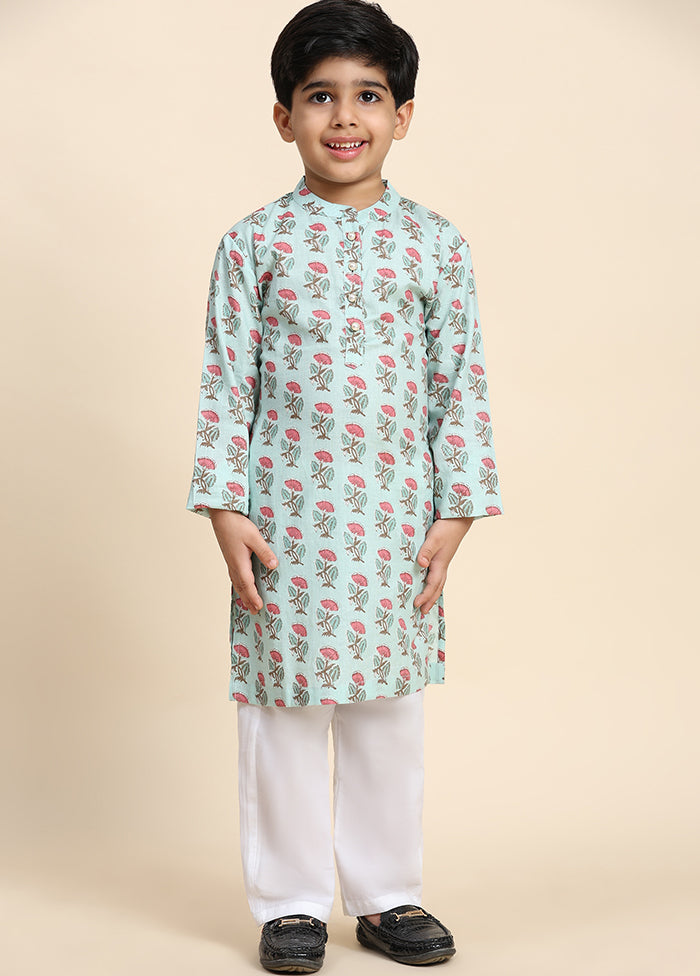 Green Cotton Full Sleeves Collar Neckshape Kurta Pajama Set Discount Low Shipping Fee