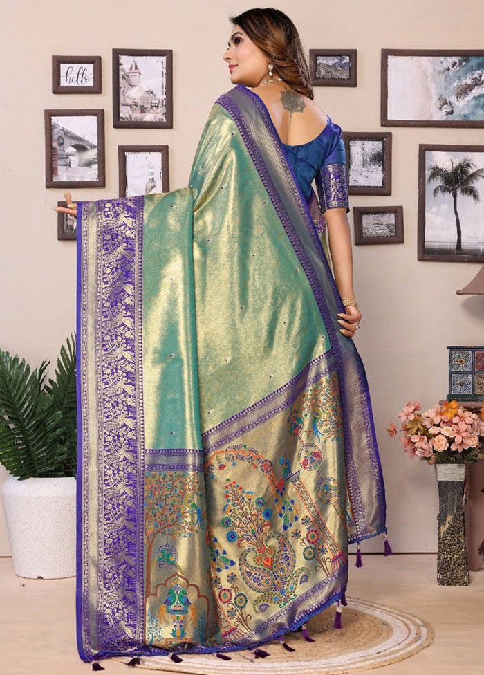 Sea Green Banarasi Silk Saree With Blouse Piece Quality From China Cheap