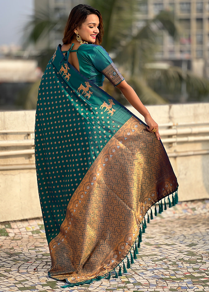 Rama Spun Silk Saree With Blouse Piece Buy Cheap Explore