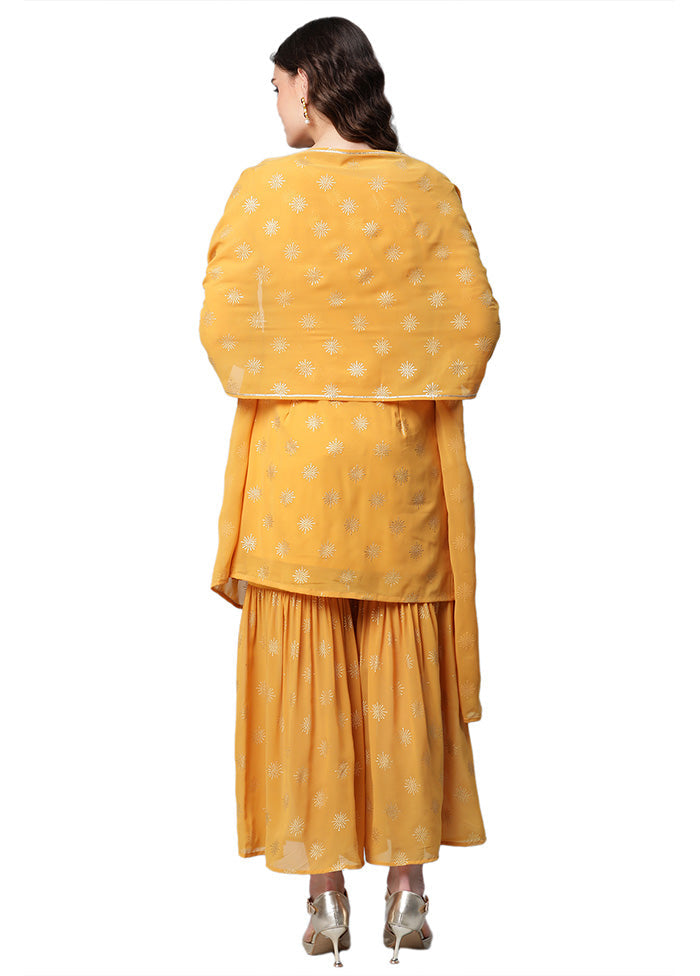 2 Pc Mustard Readymade Georgette Kurti Set Free Shipping View