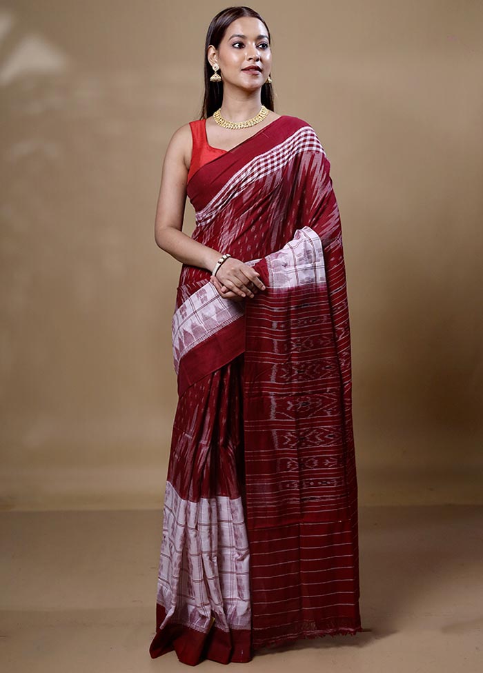 Red Pure Cotton Saree With Blouse Piece With Mastercard