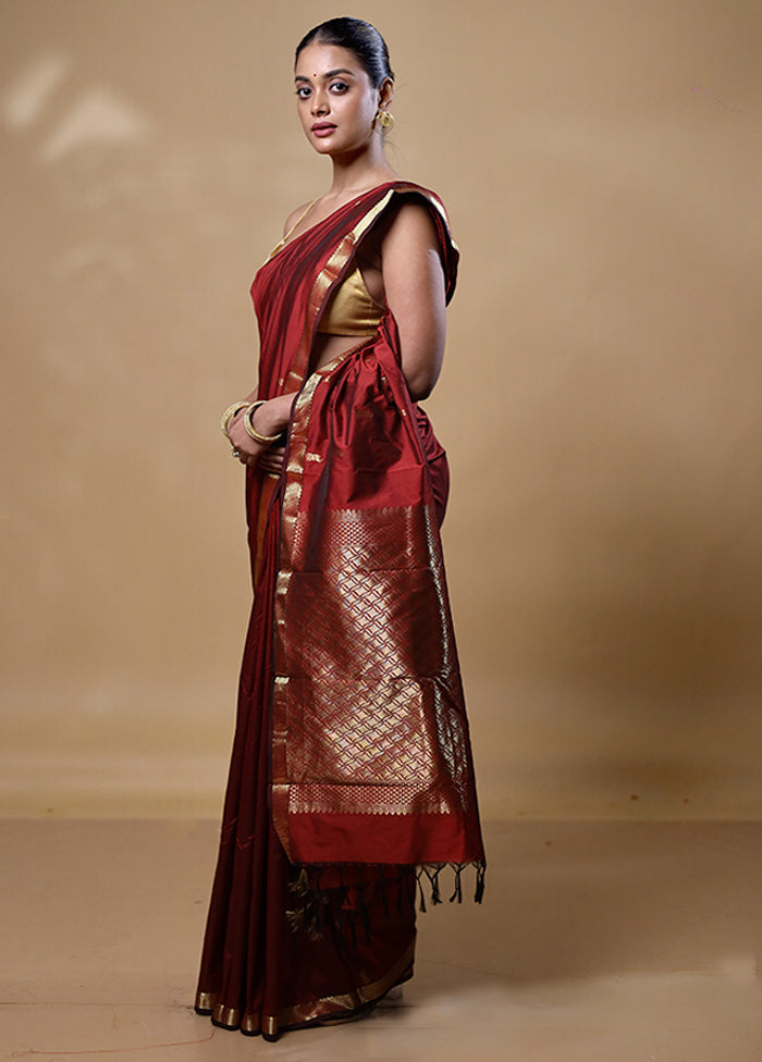 Maroon Kanjivaram Silk Saree With Blouse Piece Buy Cheap Cheapest