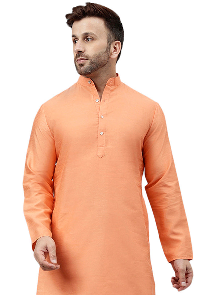 Dark Peach Dupion Silk Solid Kurta Buy Cheap 2025