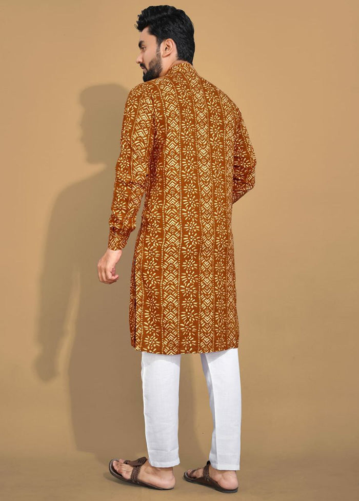 Mustard Cotton Kurta And Pajama Set Low Shipping Fee Online