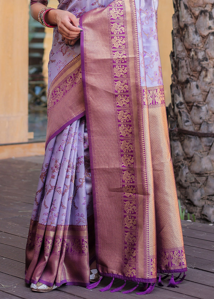 Light Purple Spun Silk Saree With Blouse Piece For Sale Finishline