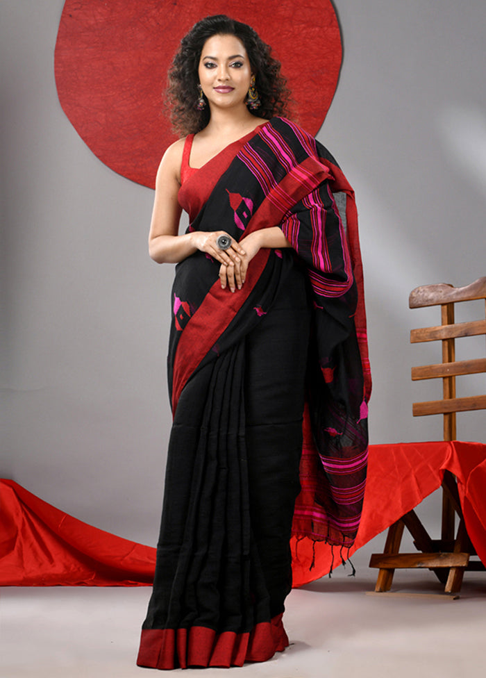 Black Cotton Saree With Blouse Piece Official Site