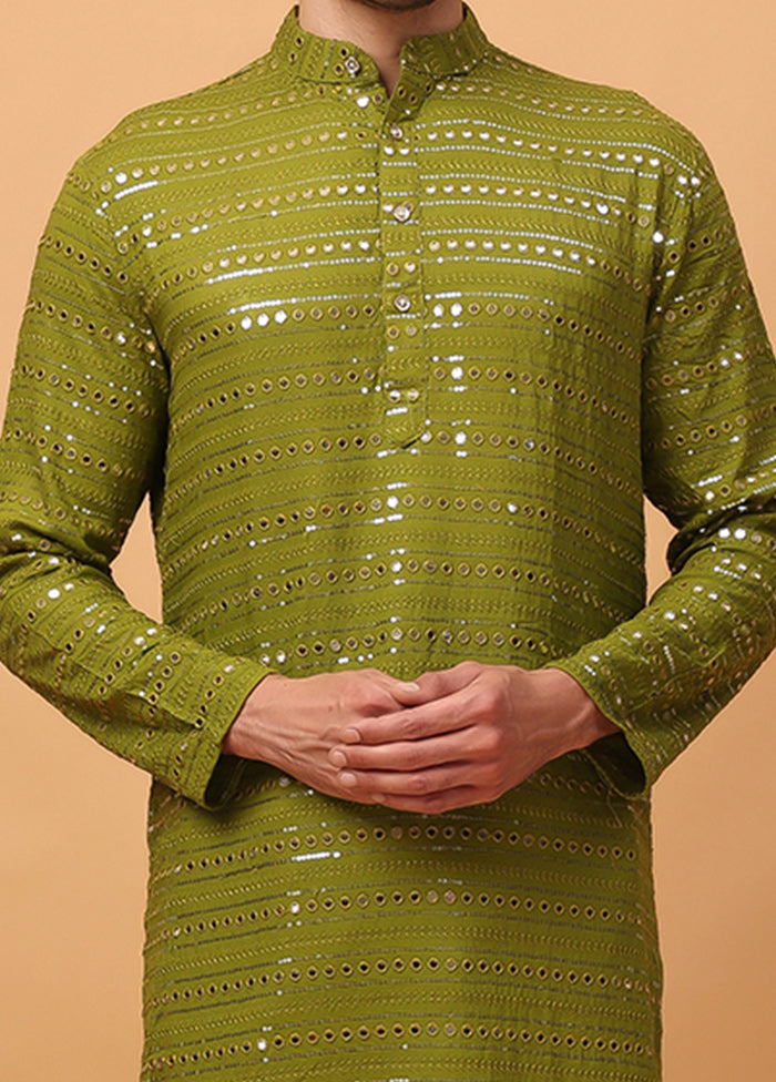 2 Pc Green Viscose Kurta Pajama Set Discount Latest